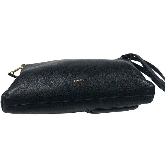 Fossil Purse Womens S Black Pebble Leather Gold Zipper Crossbody Vintage Classic - Picture 6 of 15